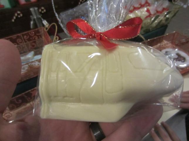 They had little white chocolate monorail cars. They were VERY pricey.