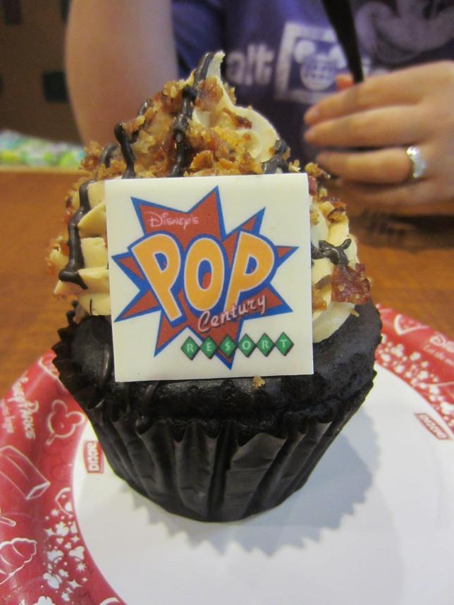 Chocolate cupcake with banana filling, peanut butter frosting and candied bacon bits on top. She liked it but said the candied bacon was strange. I tried some and agree.